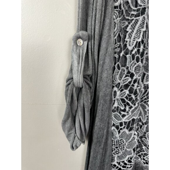 Lola Crochet L Gray Floral Assymetrical Italy Lagenlook Fairy Grunge Whimsigoth - Picture 4 of 10